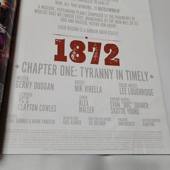 1872 1 Marvel Comics 2015 GD+ Cover A Secret Wars - Picture 5 of 16